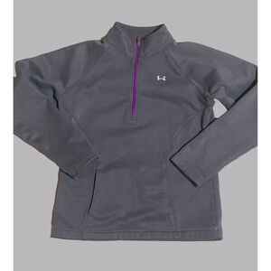 Girls Under Armour Gray Quarter-Zip Hood fleece med pullover
